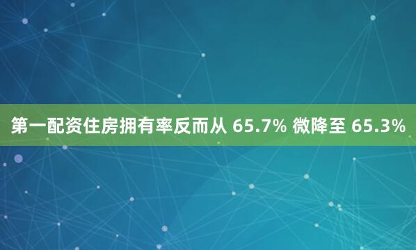 第一配资住房拥有率反而从 65.7% 微降至 65.3%