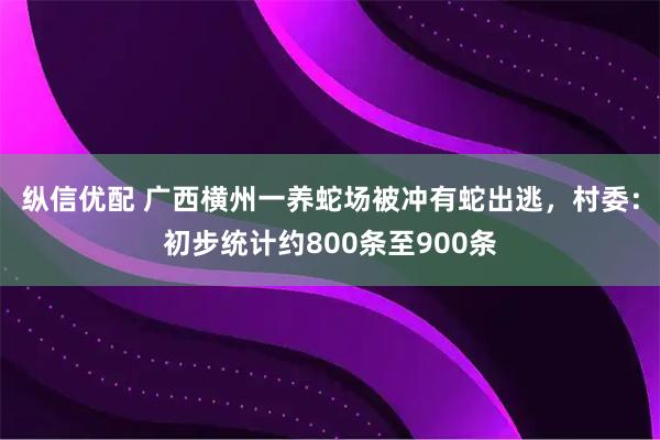 纵信优配 广西横州一养蛇场被冲有蛇出逃,村委:初步统计约800条至900条